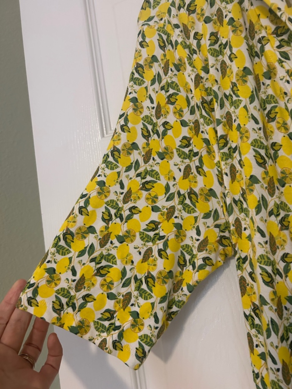 BODEN Lavinia Jersey Wrap Dress In Ivory Lemon Vine- 14L - Picture 5 of 9